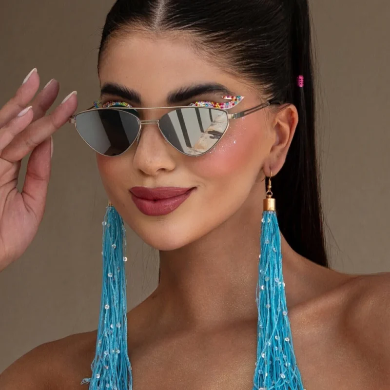 Óculos de Sol Gatinho Paola Prata Espelhado