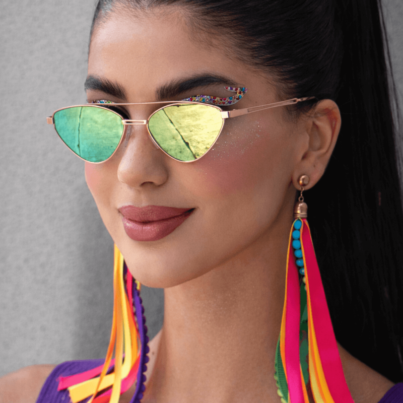 Óculos de Sol Gatinho Paola Rosê Espelhado