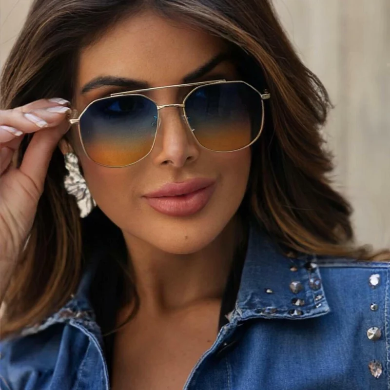 Óculos de Sol Aviador Kansas Dourado